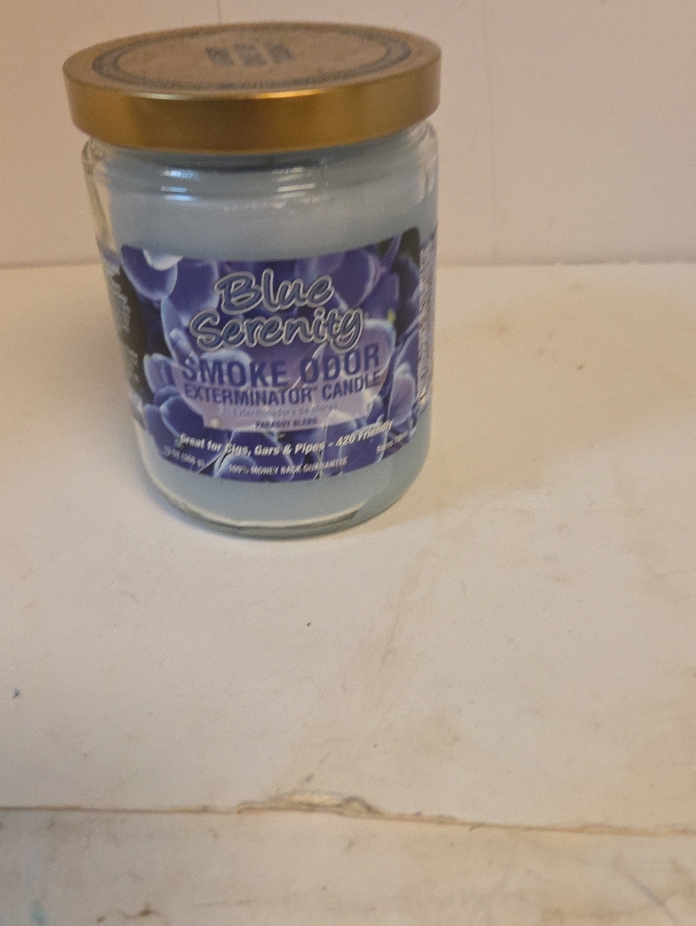 Serenity Blue Serenity Smoke Odor Exterminator Jar Candle - Gold Lid